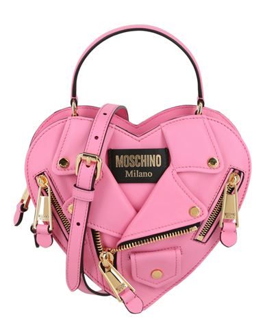 Shop Moschino Biker Heart-shaped Bag Woman Handbag Pink Size - Lambskin