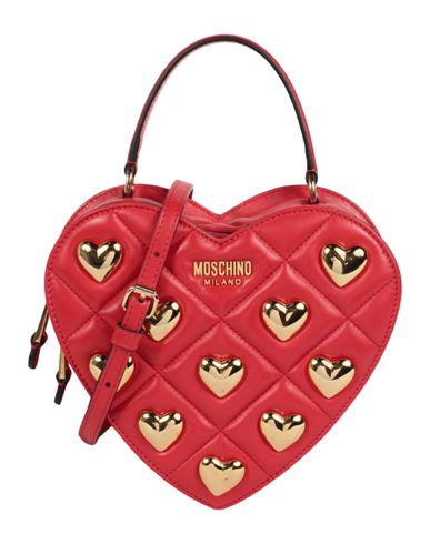 Shop Moschino Heart Shaped Quilted Shoulder Bag Woman Handbag Red Size - Lambskin