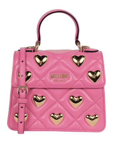 Moschino Heart Studs Quilted Shoulder Bag Woman Handbag Pink Size - Lambskin