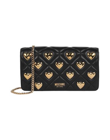 Moschino Heart Studs Quilted Shoulder Bag In Black