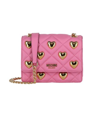 Moschino Heart Studs Quilted Crossbody Bag Woman Cross-body Bag Pink Size - Lambskin