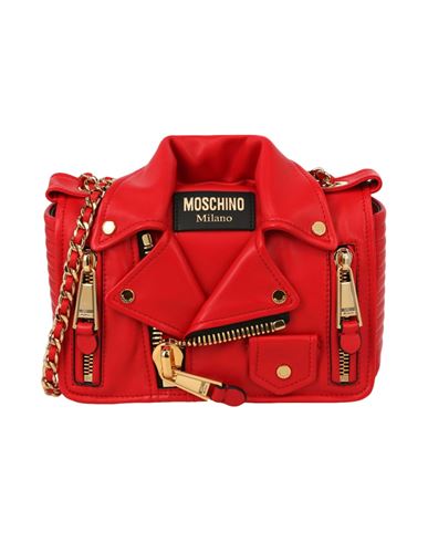 Shop Moschino Leather Biker Bag Woman Cross-body Bag Red Size - Lambskin