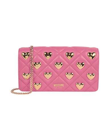 Shop Moschino Heart Studs Quilted Shoulder Bag Woman Cross-body Bag Pink Size - Lambskin