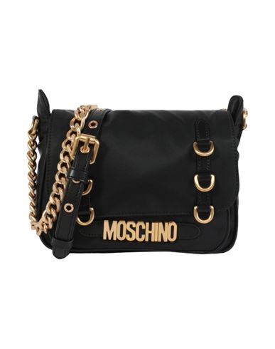Shop Moschino Nylon Logo Lettering Shoulder Bag Woman Cross-body Bag Black Size - Cotton, Polyamide, Poly