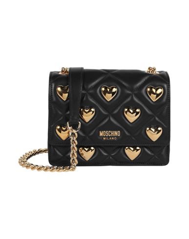 Moschino Heart Studs Quilted Crossbody Bag In Black