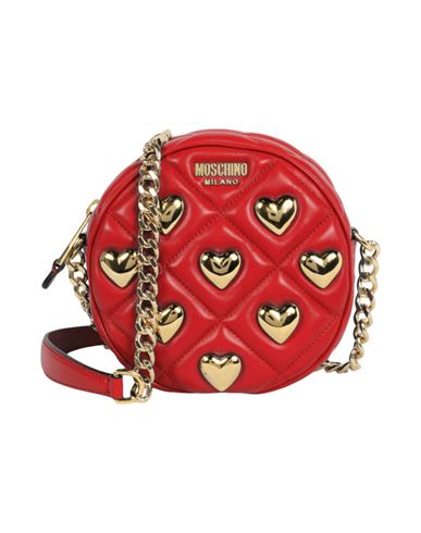 Shop Moschino Heart Studs Quilted Crossbody Bag Woman Cross-body Bag Red Size - Lambskin