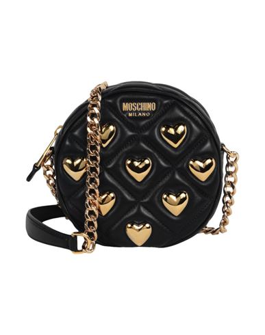 Shop Moschino Heart Studs Quilted Crossbody Bag Woman Cross-body Bag Black Size - Lambskin