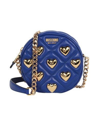 Shop Moschino Heart Studs Quilted Shoulder Bag Woman Cross-body Bag Blue Size - Lambskin