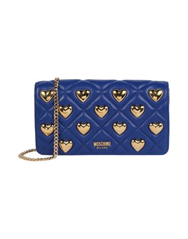 Shop Moschino Heart Studs Quilted Shoulder Bag Woman Cross-body Bag Blue Size - Lambskin