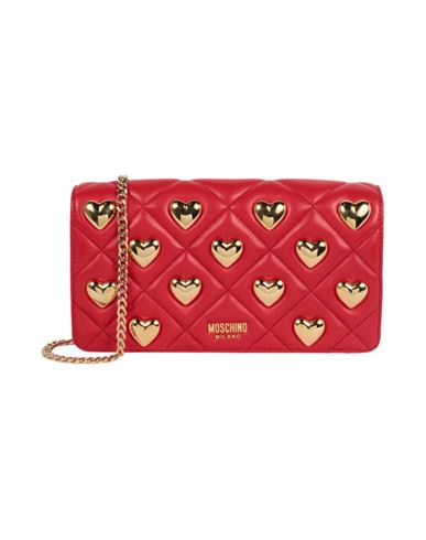 Shop Moschino Heart Studs Quilted Shoulder Bag Woman Cross-body Bag Red Size - Lambskin