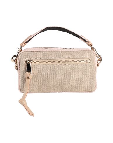 Chloé Woman Handbag Beige Size - Linen, Calfskin In Sand