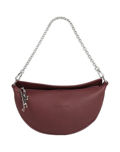 Shop Longchamp Woman Handbag Burgundy Size - Leather In Red