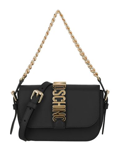 Shop Moschino Logo Shoulder Bag Woman Shoulder Bag Black Size - Calfskin