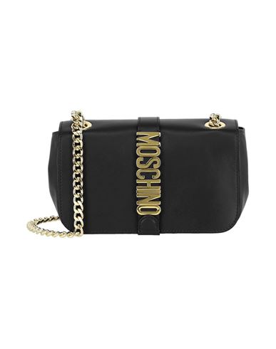 Shop Moschino Logo Leather Shoulder Bag Woman Cross-body Bag Black Size - Calfskin