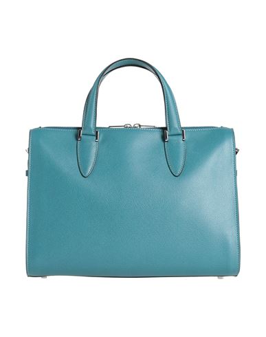 Shop Valextra Woman Handbag Turquoise Size - Calfskin In Blue