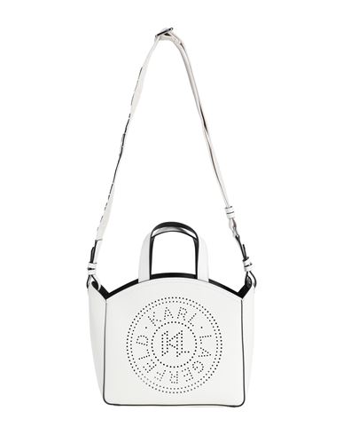 Shop Karl Lagerfeld K/circle Sm Tote Perforated Woman Handbag Off White Size - Cow Leather