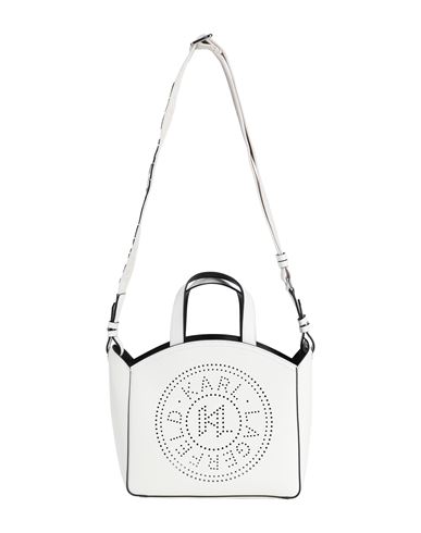 Karl Lagerfeld K/circle Sm Tote Perforated Woman Handbag Off White Size - Cow Leather In Off White