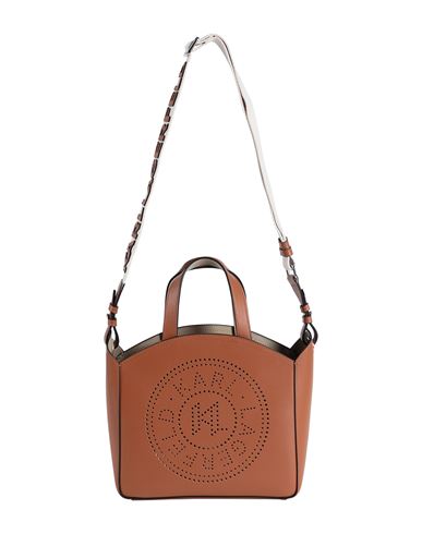 Shop Karl Lagerfeld K/circle Sm Tote Perforated Woman Handbag Tan Size - Cow Leather In Brown