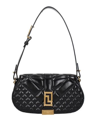 Shop Versace Greca Goddess Mini Handbag Woman Shoulder Bag Black Size - Leather