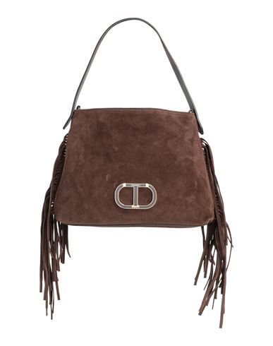 Shop Twinset Woman Handbag Dark Brown Size - Calfskin