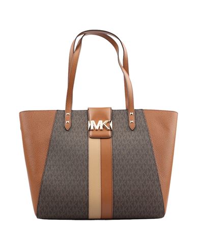 Shop Michael Kors Karlie Bag Woman Shoulder Bag Brown Size - Pvc - Polyvinyl Chloride
