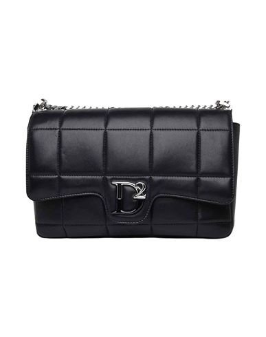 Dsquared2 Logo-plaque Quilted Shoulder Bag Woman Cross-body Bag Black Size - Leather