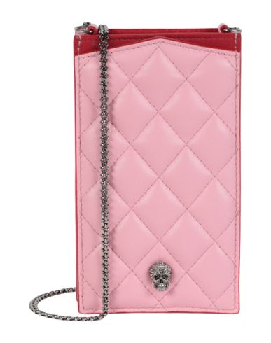 Alexander Mcqueen Crystal Embellished Skull Leather Crossbody Phone Case Woman Cross-body Bag Multic In Pink