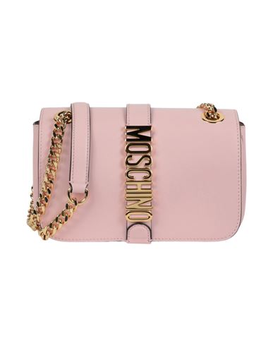 Shop Moschino Logo Belt Leather Crossbody Bag Woman Cross-body Bag Pink Size - Calfskin