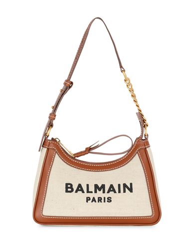 Balmain B-army Canvas And Leather Trims Shoulder Bag In Beige