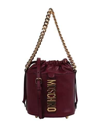 Moschino Logo Lettering Bucket Bag Woman Handbag Purple Size - Calfskin