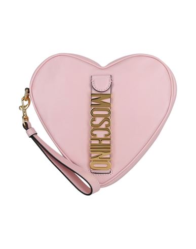 Shop Moschino Heart Shaped Belt Logo Wristlet Woman Handbag Pink Size - Leather