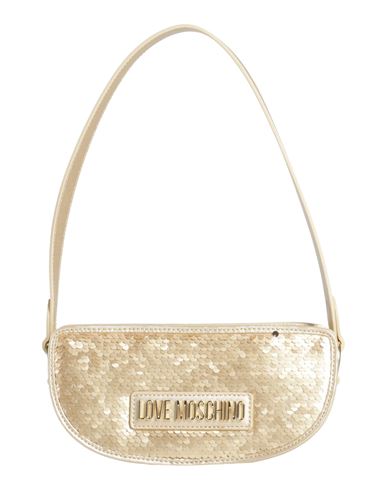 Love Moschino Sequined Metallic Faux Textured-leather Shoulder Bag In Gold
