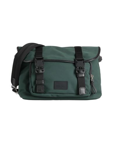 Shop Giorgio Armani Man Cross-body Bag Dark Green Size - Polyester, Calfskin