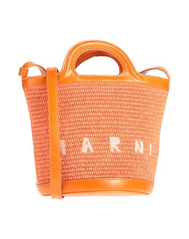 Marni Woman Handbag Orange Size - Soft Leather, Natural Raffia In Orange