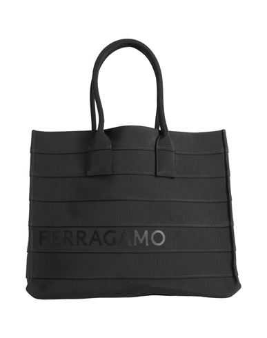 Ferragamo Signature Large Leather-trim Tote In Black