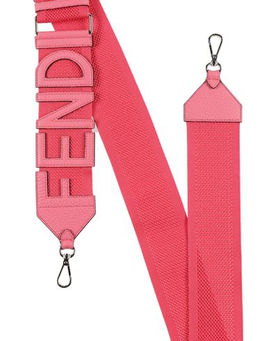 Fendi Woman Bag Strap Coral Size - Leather, Textile Fibers In Brown