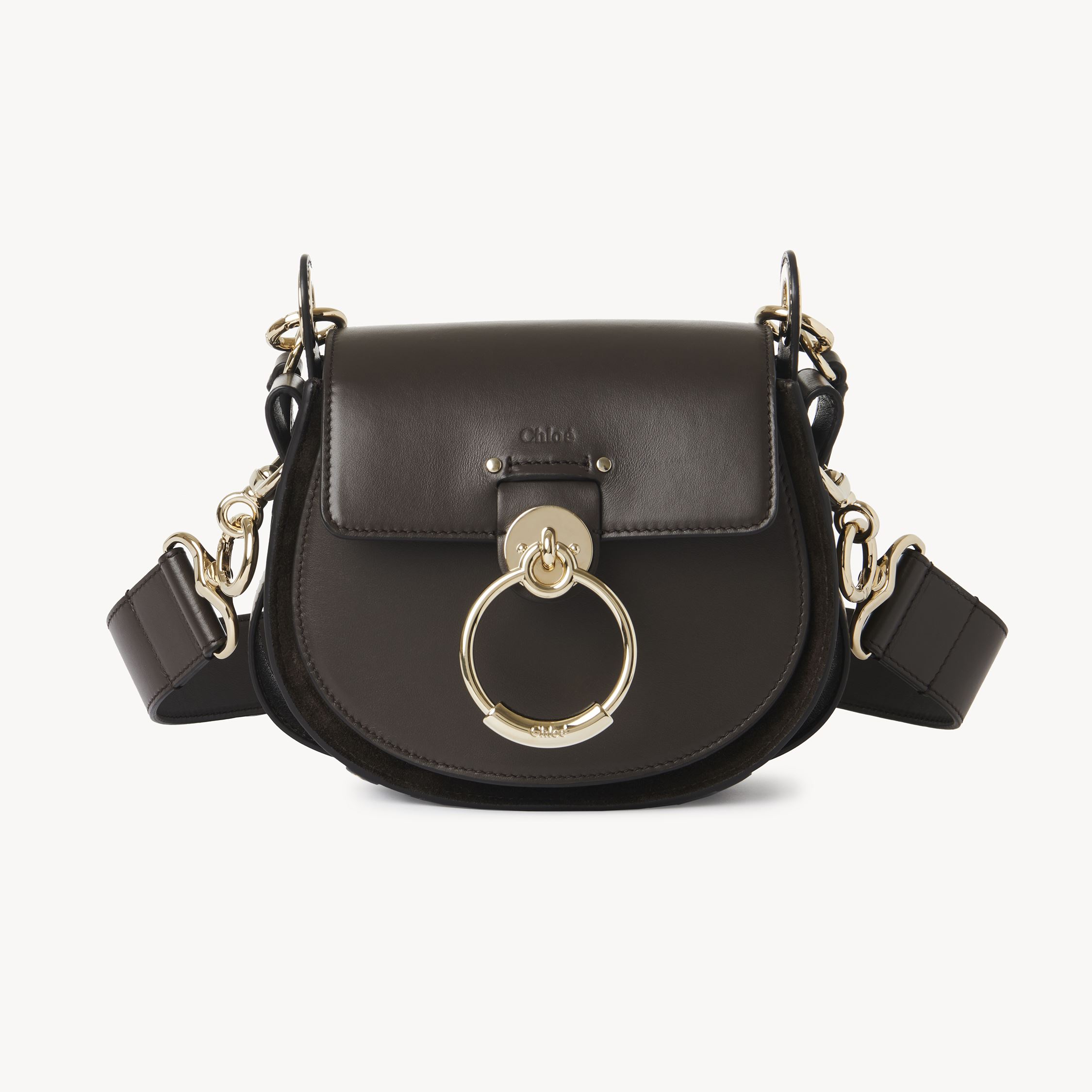 Chloé Petit Sac Tess En Cuir Lisse Et Cuir Velours Femme Brun Taille Onesize 100% Cuir De Veau In Brown