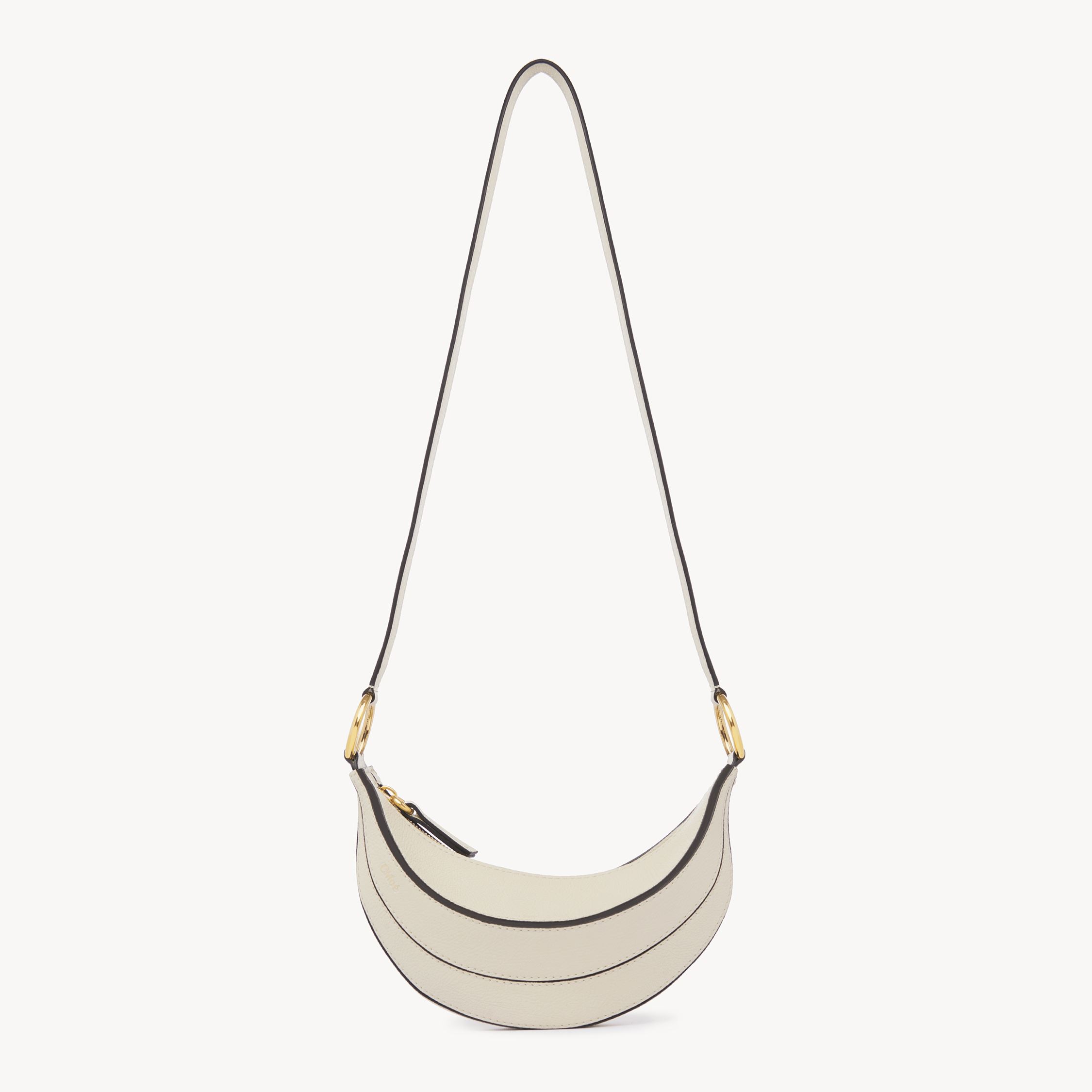 Shop Chloé Banana Cross-body Bag In Grained Leather Beige Size Onesize 100% Calf-skin Leather