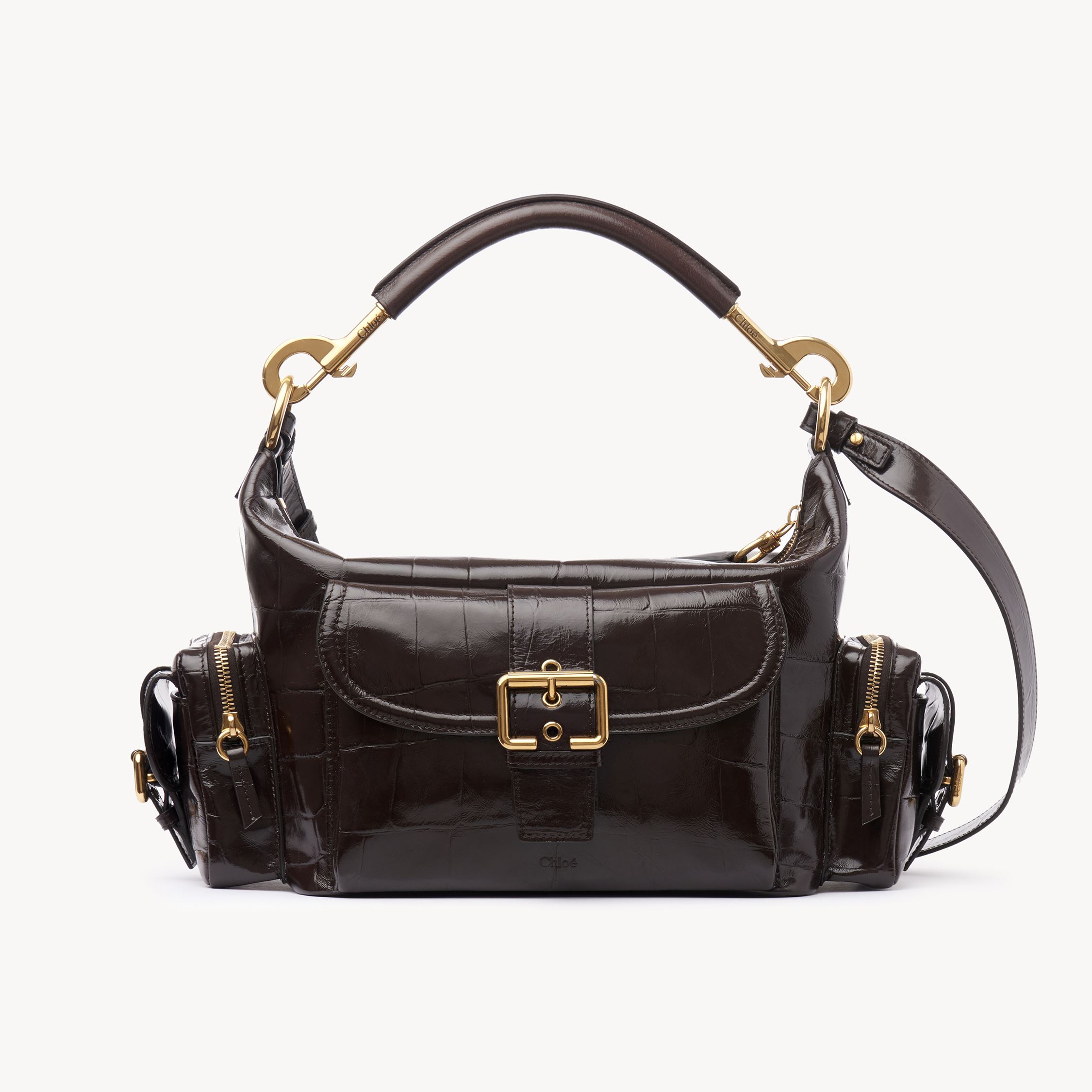 Chloé Sac Camera Bag En Cuir Effet Crocodile Femme Brun Taille Onesize 100% Bubalus Bubalis, Farmed, Coo I In Brown