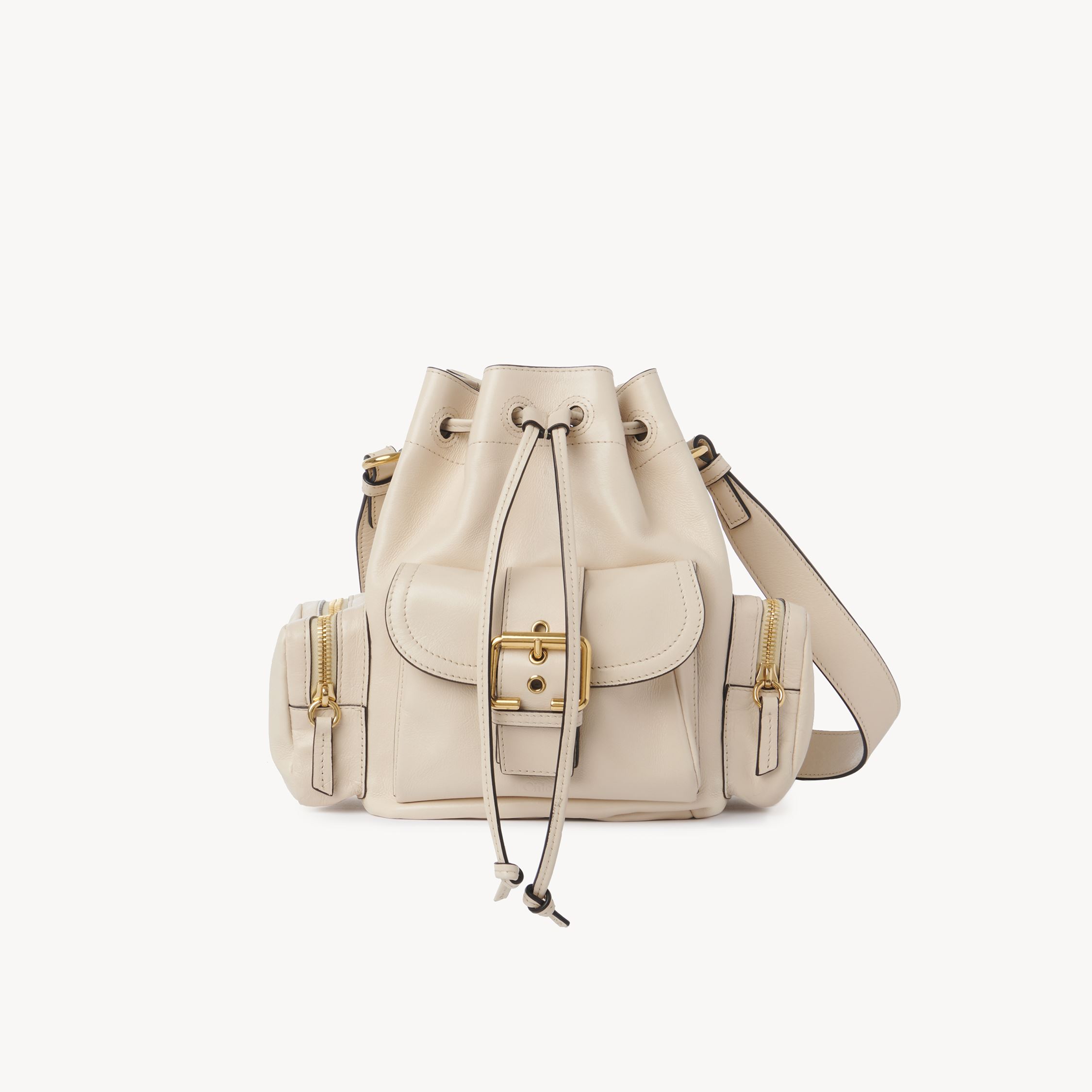 Chloé Sac Seau Camera Bag En Cuir Brillant Femme Beige Taille Onesize 100% Bubalus Bubalis, Farmed, Coo It In Beige
