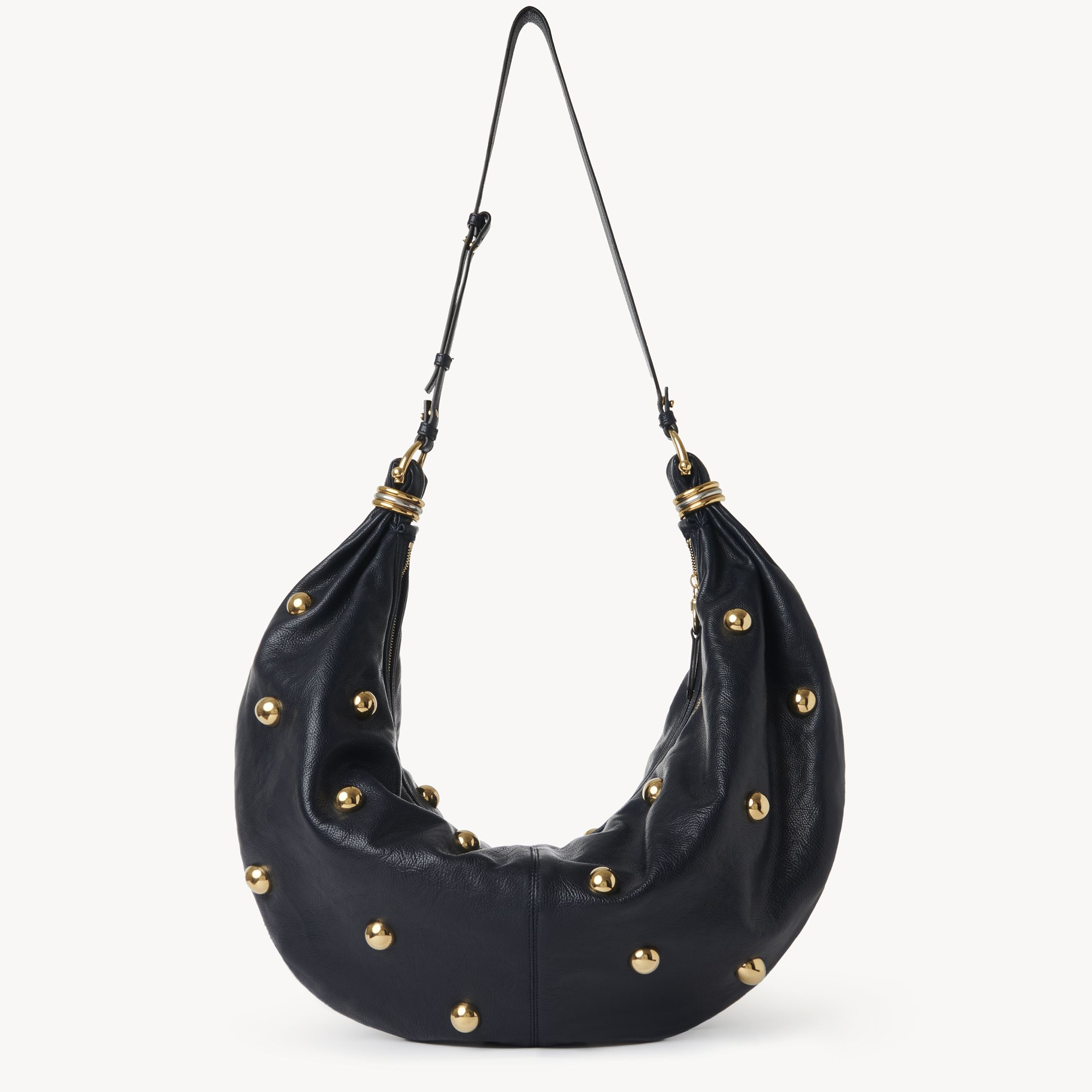 Chloé Large Sac Hobo Bracelet Bag En Cuir Grainé À Clous Femme Bleu Taille Onesize 100% Cuir De Veau In Blue