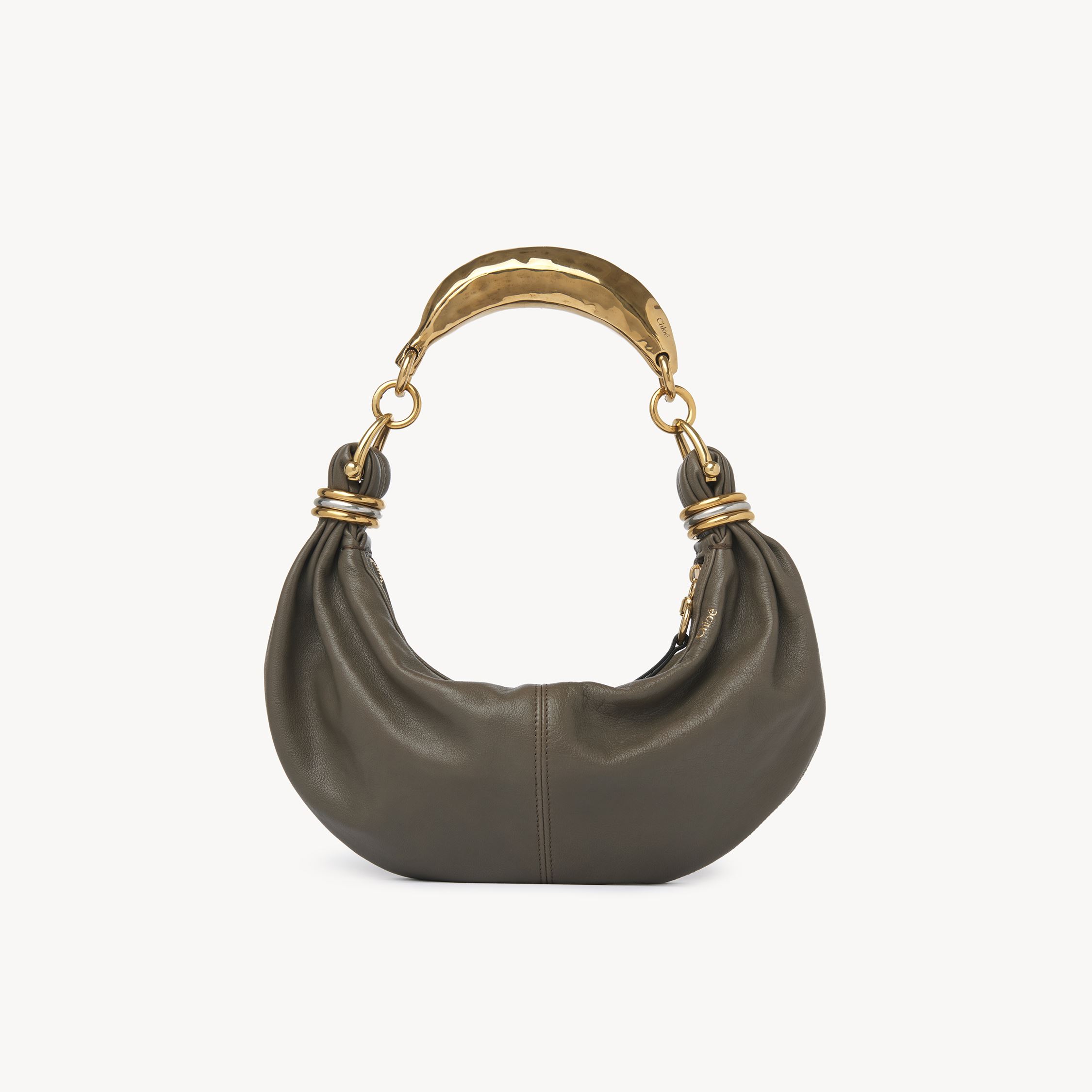 Chloé Bracelet Banana Shoulder Bag In Buffalo Leather In Grey
