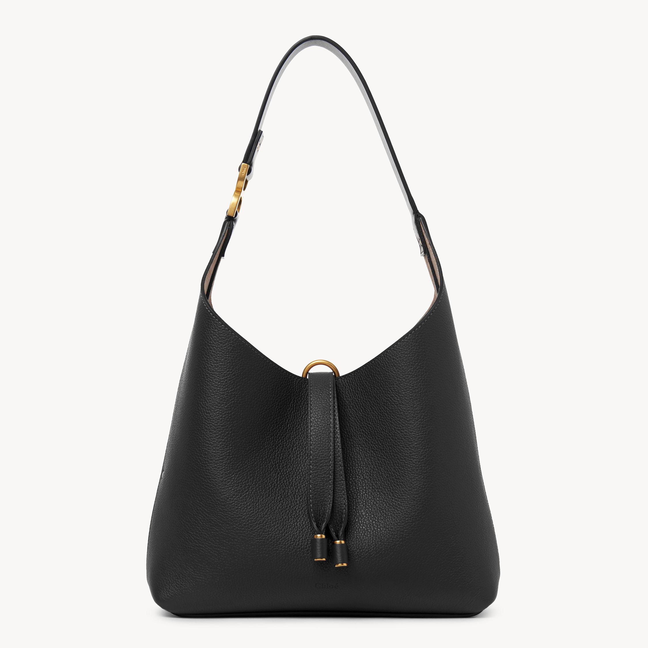 Chloé Petit Sac Hobo Marcie En Cuir Grainé Femme Noir Taille Onesize 100% Cuir De Veau In Black