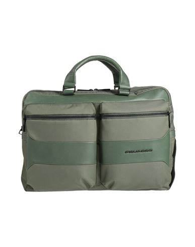 Piquadro Man Handbag Green Size - Textile Fibers, Leather In Green