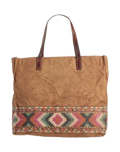 Caterina Lucchi Woman Handbag Camel Size - Cotton, Calfskin In Beige