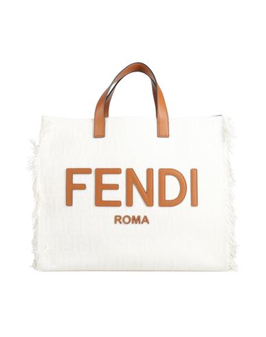 Shop Fendi Woman Handbag Ivory Size - Textile Fibers, Leather In White