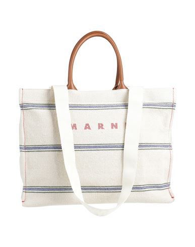 Marni Woman Handbag Beige Size - Cotton, Polyester, Cow Leather In Beige
