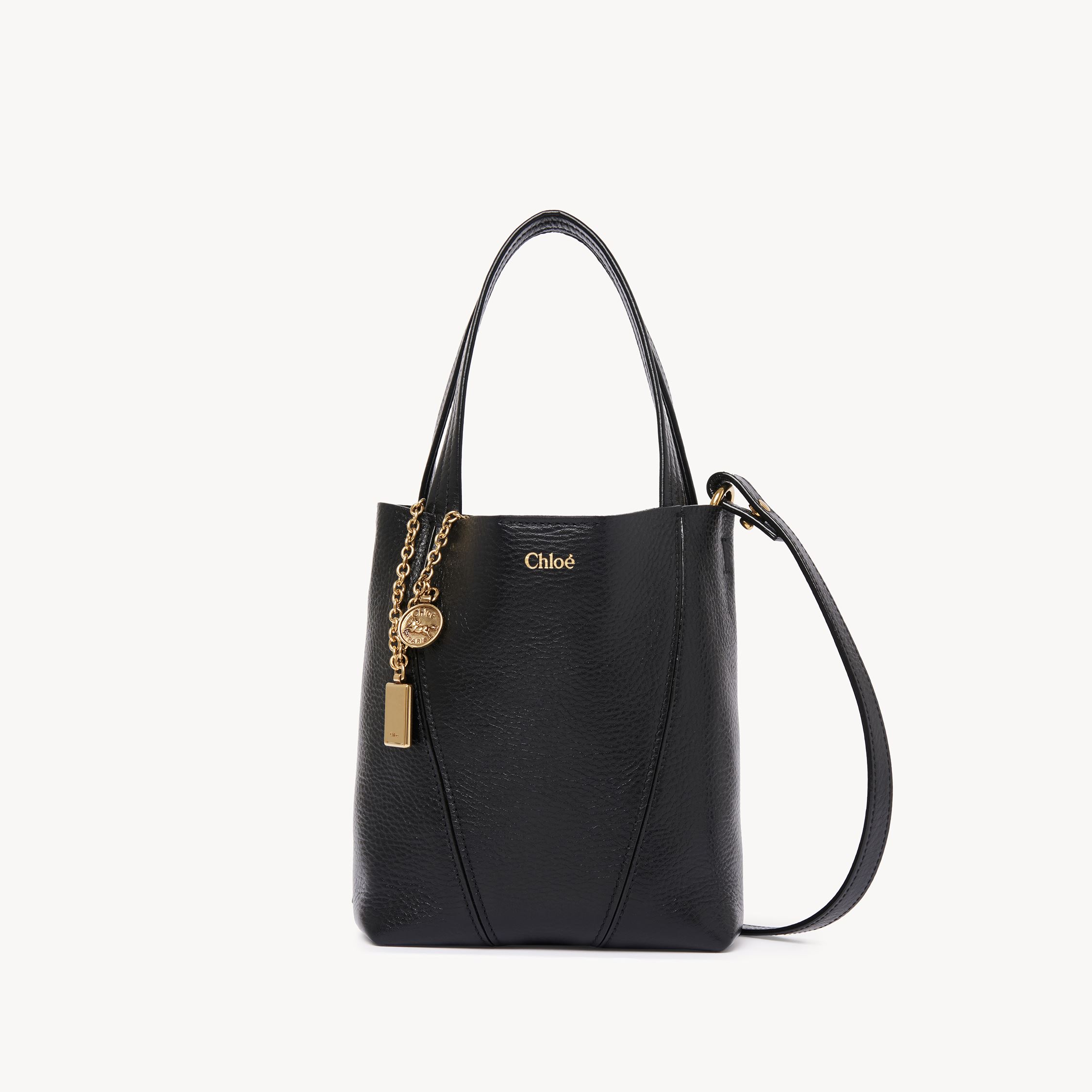 Chloé Petit Sac Cabas  Spin En Cuir Grainé Femme Noir Taille Onesize 100% Cuir De Veau In Black