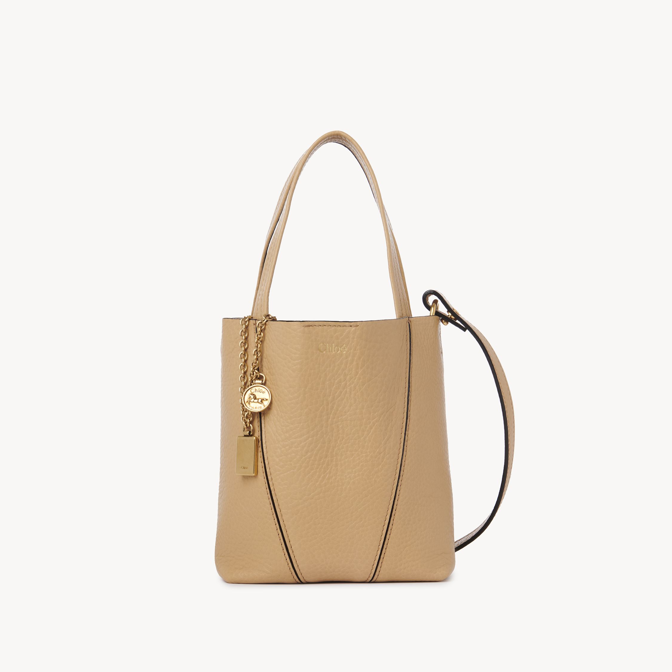 Chloé Small Spin Coffee Milk Leather Tote Bag In Brown