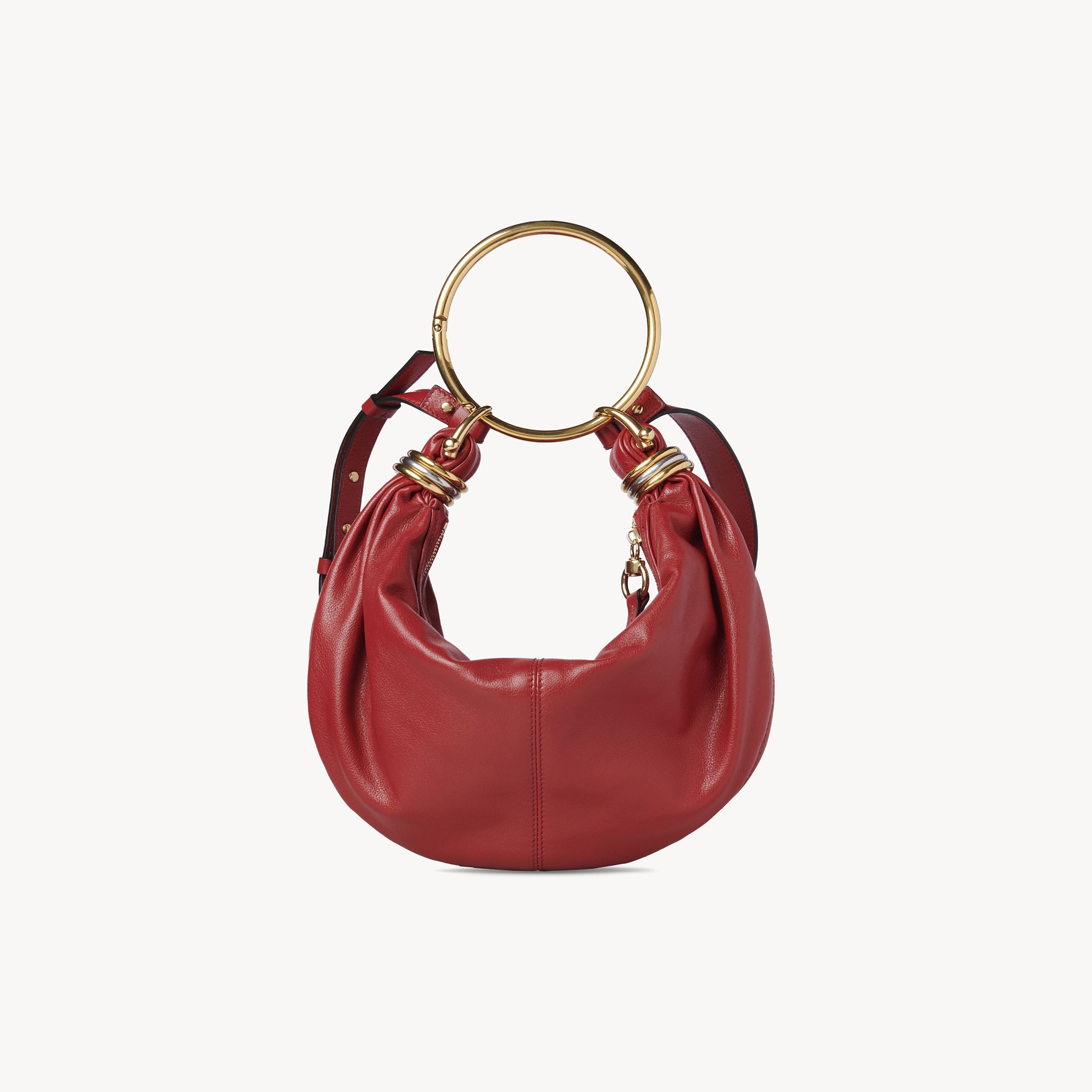 CHLOÉ SMALL BRACELET HOBO BAG IN GRAINED LEATHER RED SIZE ONESIZE 100% CALF-SKIN LEATHER 